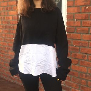 Black and White Contrast Sweater 🖤🤍